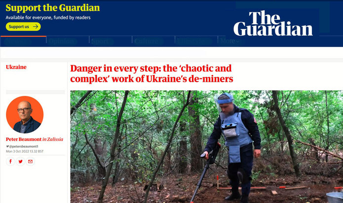 Ukrainian deminers in The Guardian
